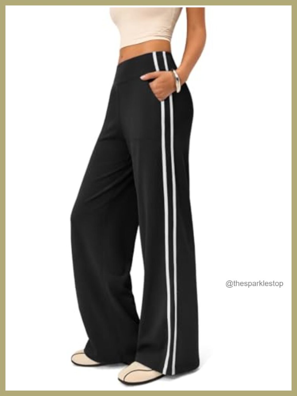 High Rise Stretch Wide Leg Track Pants Sweatpants Tummy Control